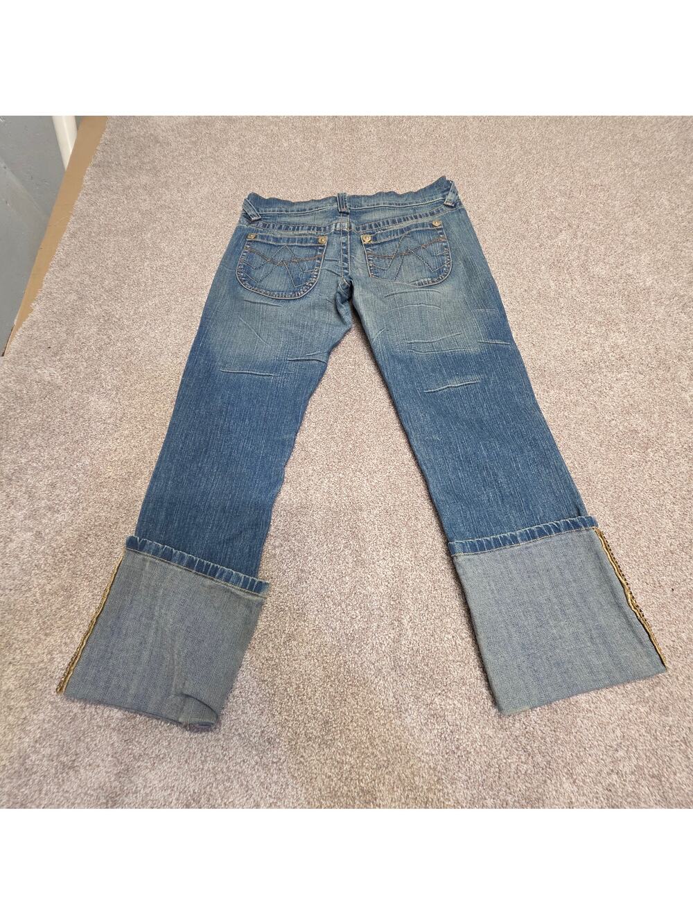 y2k 2000s mcbling indie sleaze Allen B. Cropped Cuffed Jean 29 Gold Chain Detail